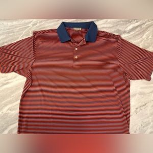 Peter Millar red and blue stripe XL golf shirt